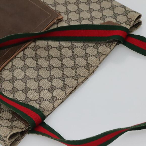 GUCCI GG Supreme Web Sherry Line Tote Bag Pvc Beige - Picture 6 of 16